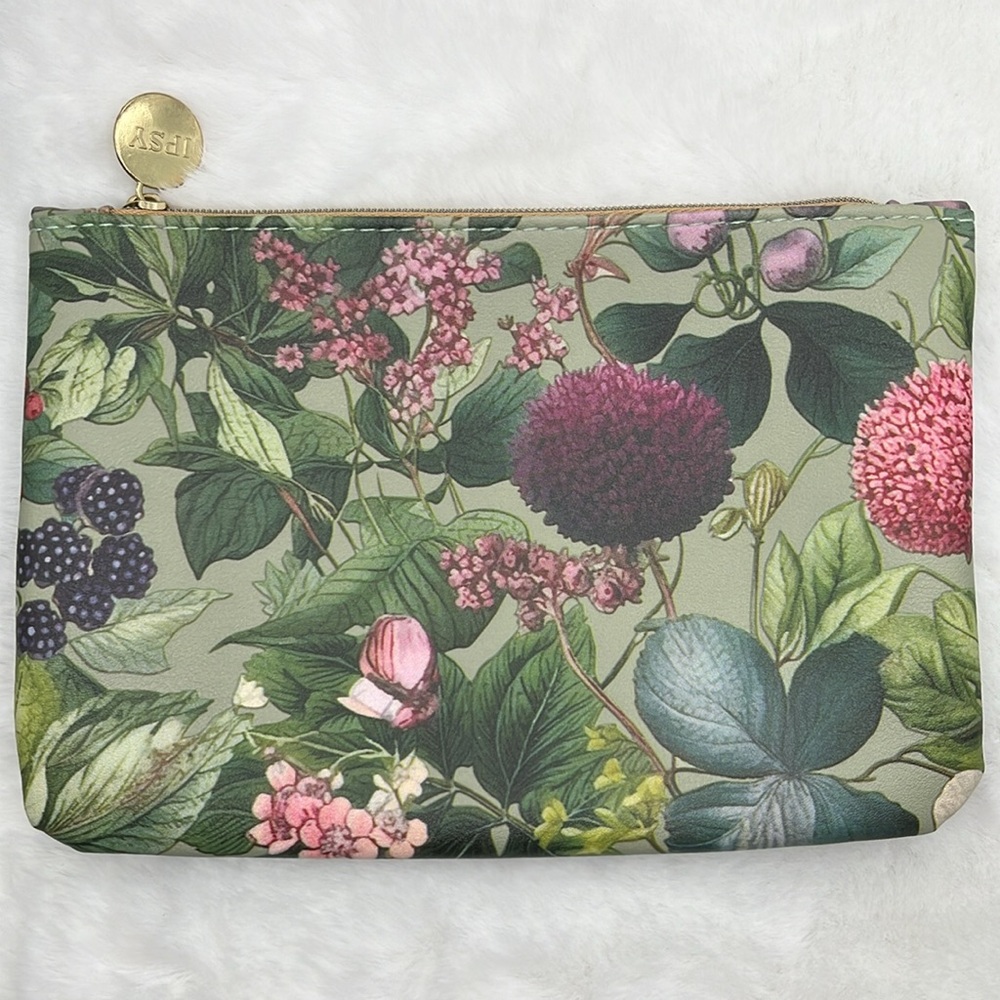 Ipsy May 2024 Glam Bag Cosmetic Bag Zippered Pouch - Moody Dark Florals